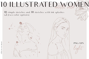 Ethereal Beauty Women Line Art