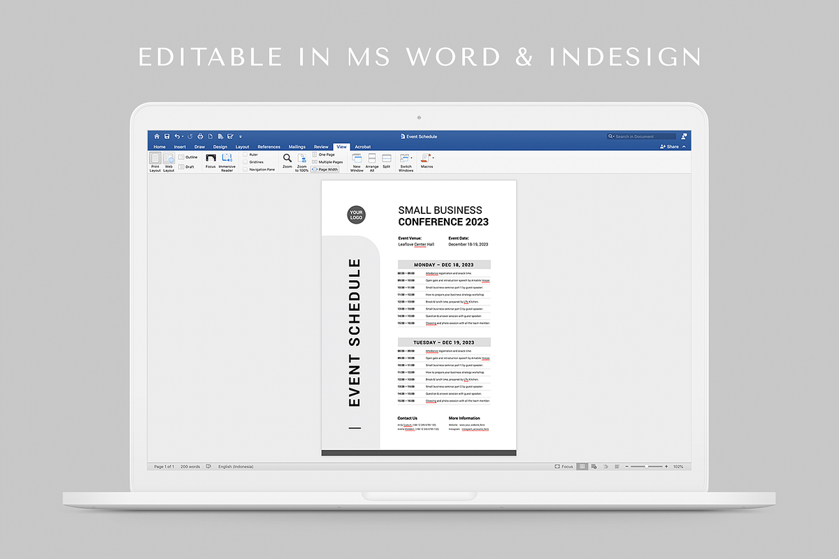 Event Schedule | MS Word & Indesign, a Flyer Template by Leaflove (Photo 5 of 5)
