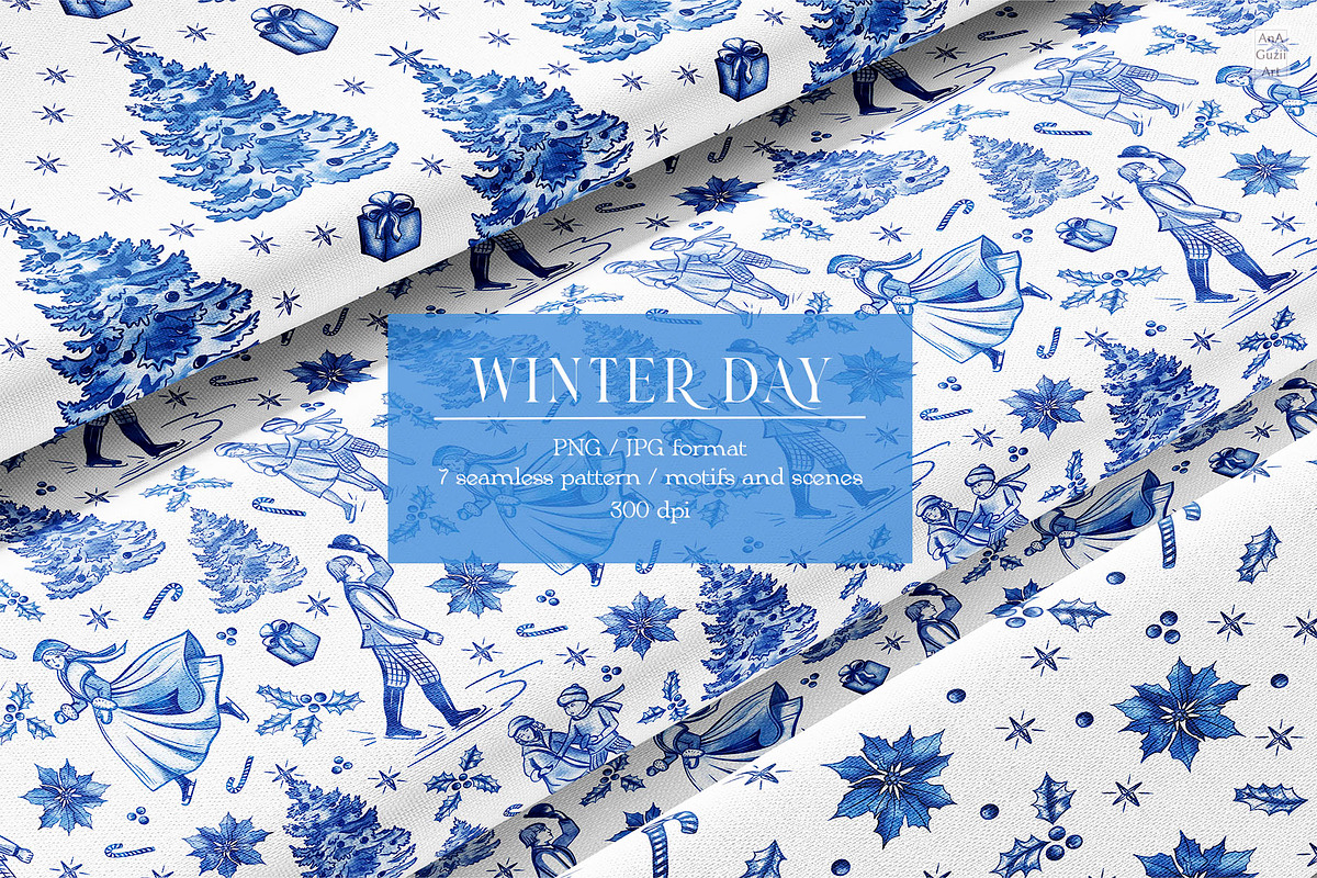 Winter day seamless patterns clipart, a Pattern Graphic by AnaGuziiArt (Photo 2 of 11)