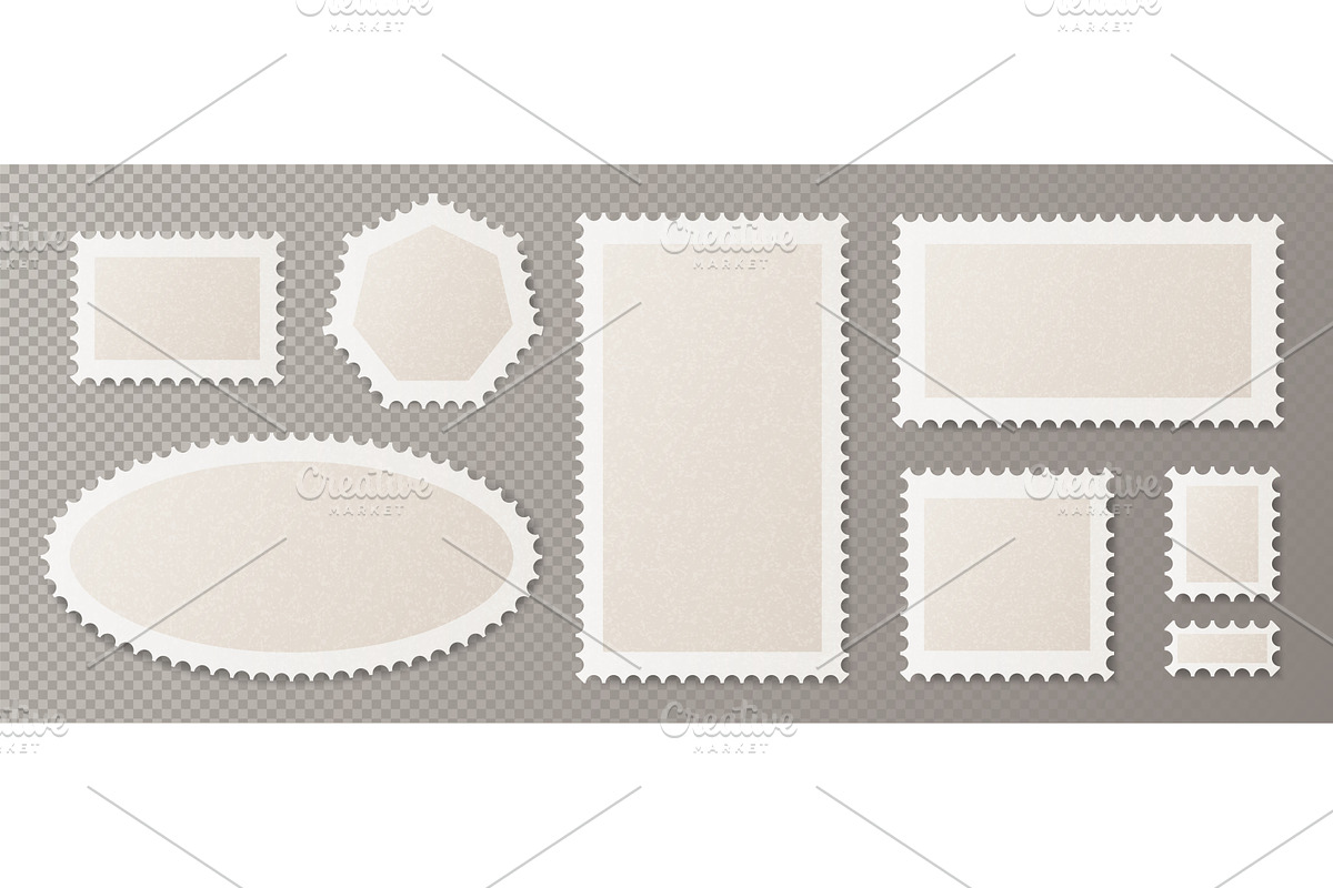 Retro postage stamps set on, an Illustration by art PVP - market