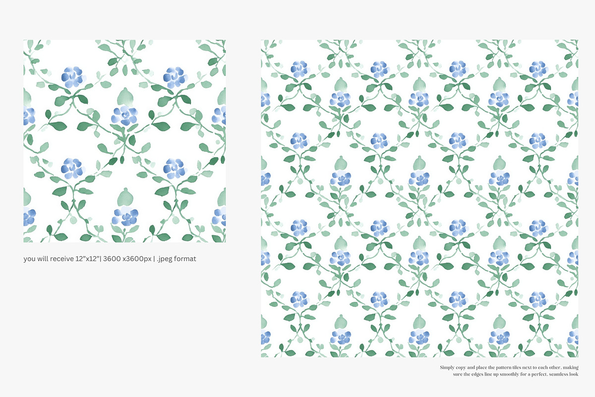 watercolor patterns floral toile, a Pattern Graphic by Patishop Art (Photo 2 of 9)