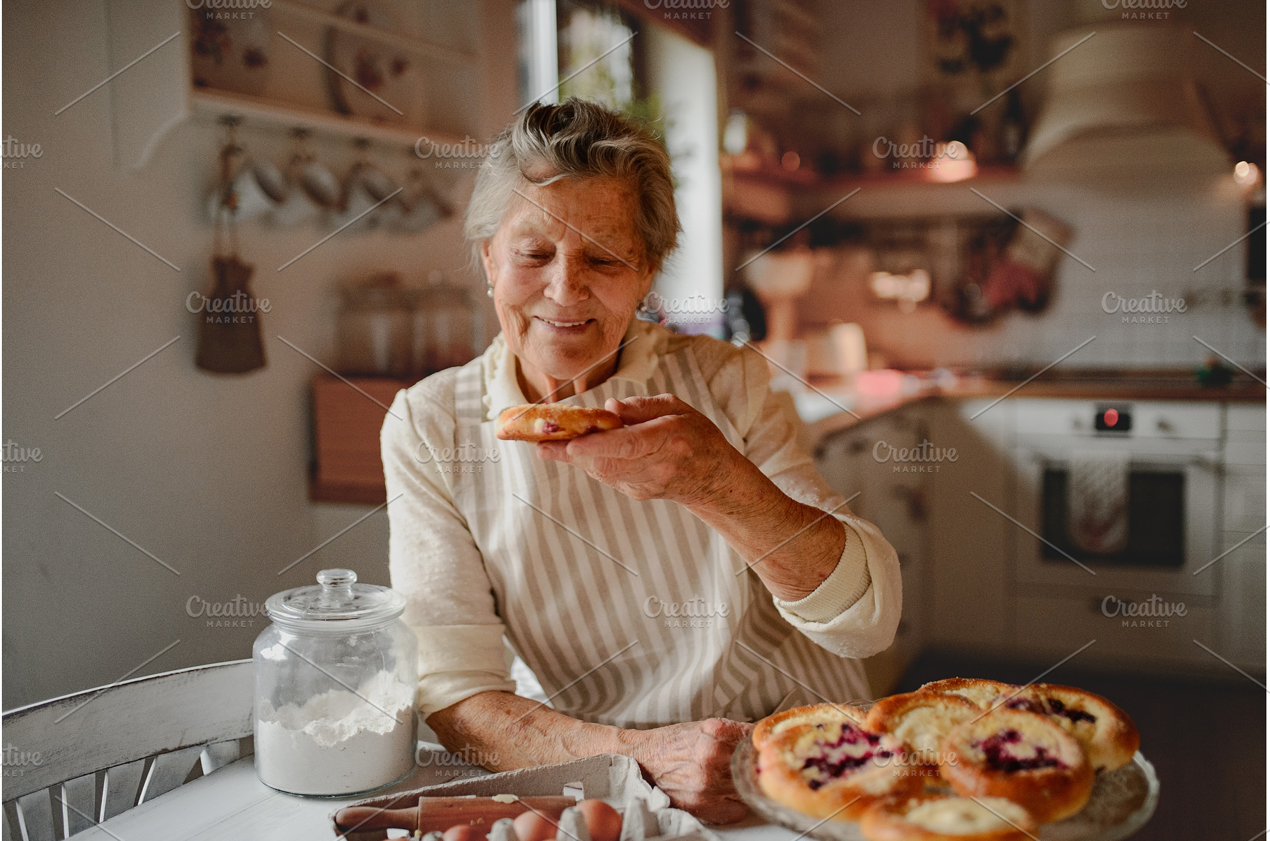 Grandmother eating homemade, a Holiday Photo by HalfPoint