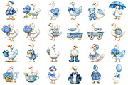 Watercolor Blue Silly Goose Clipart, a Seasonal Illustration by designcity5 (Thumbnail 2 of 5)
