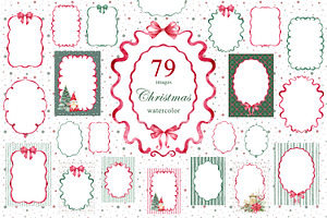 Christmas Watercolor Frames Cards, an Object Graphic by Solo Art Original