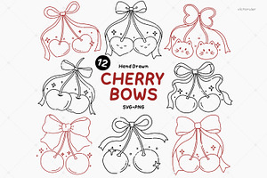 Hand Drawn Coquette Cherry Clipart