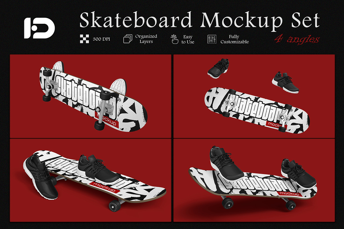 Skateboard Mockup Set, an Advertising Mockup by ForgeDesign (Photo 1 of 7)