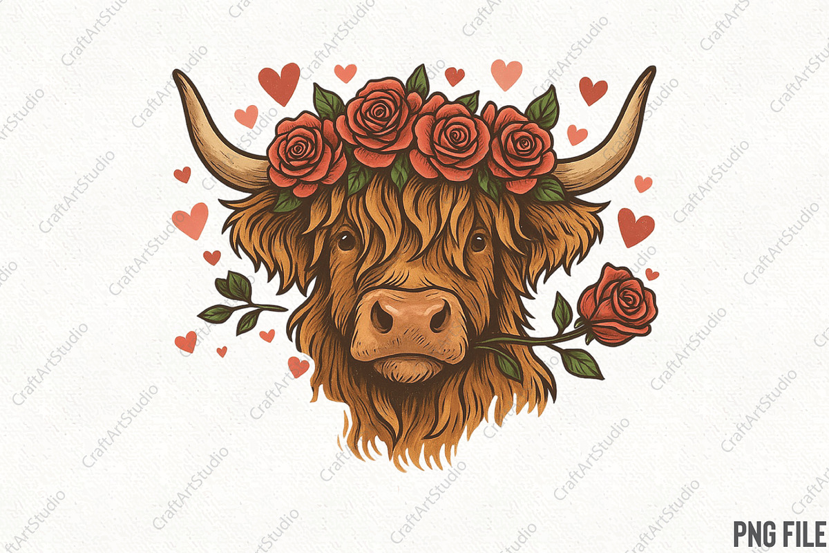 Valentine's Day Cow hearts PNG, an Illustration by CraftArtStudio (Photo 1 of 4)