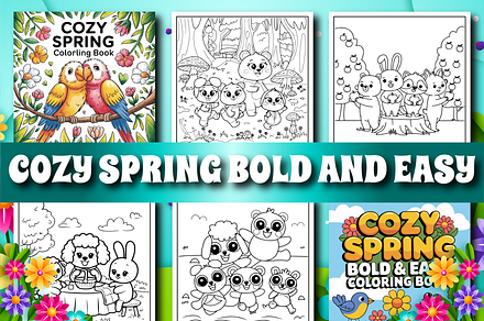 Cozy Spring Coloring Book for Kids, an Animal Illustration by Design Zone