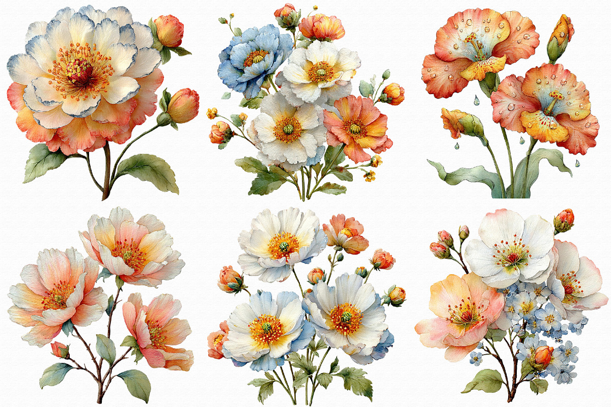 Whimsical Spring Flowers Clipart, an Illustration by Libby Wishes (Photo 2 of 8)
