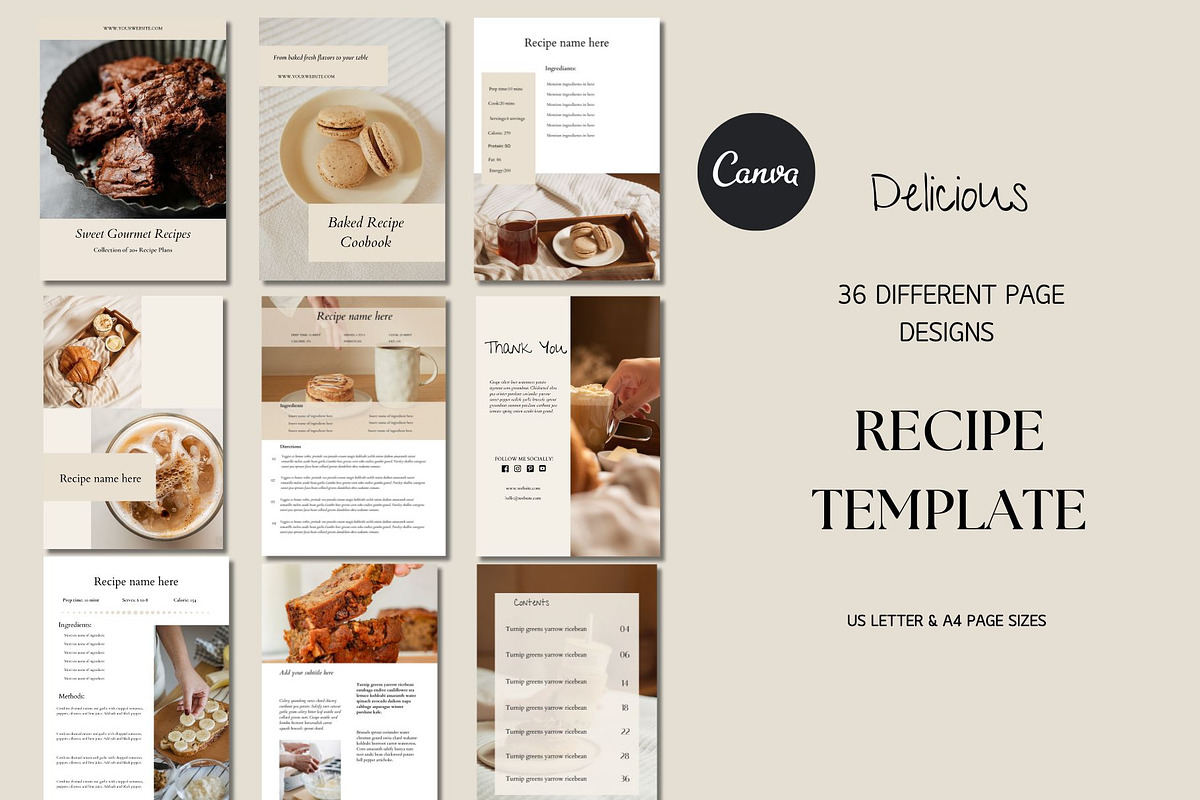 Recipe Template Canva, a Magazine Template by Deepa Template Studio (Photo 1 of 13)