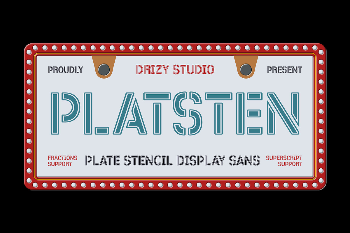 Platsten - Plate Stencil Font, a Sans Serif Font by Drizy (Photo 1 of 10)