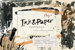 Ink Paper collage elements scraps