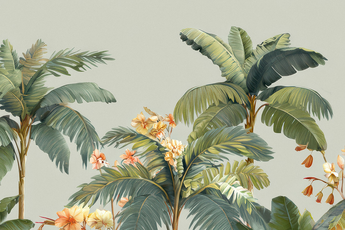 Vintage Tropical Forest Wallpaper, a Decorative Illustration by Virgo Studio