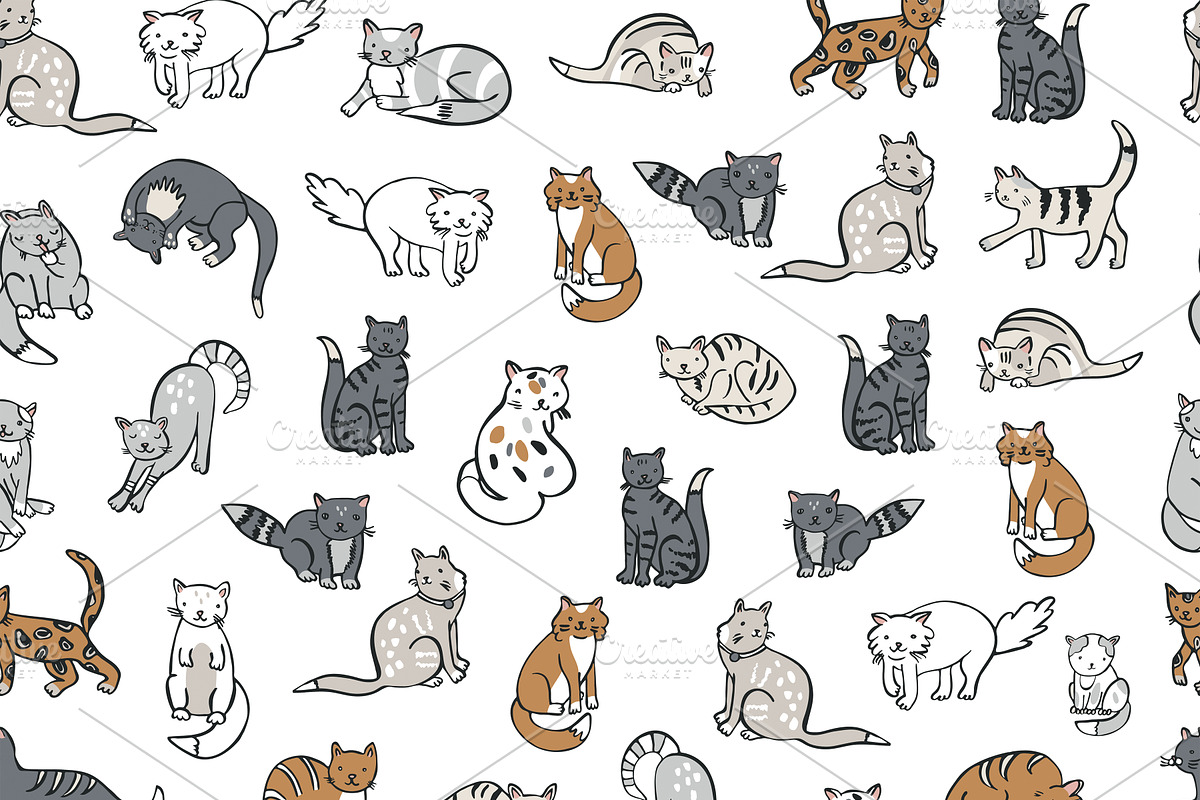 kitty-kitty-kitty cat, a Pattern Graphic by GooseFrol