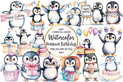Cute Baby Penguin Birthday Clipart, an Illustration by OK Design (Thumbnail 1 of 5)