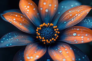 Vibrant orange and blue flower with, a Photo by Tanuart