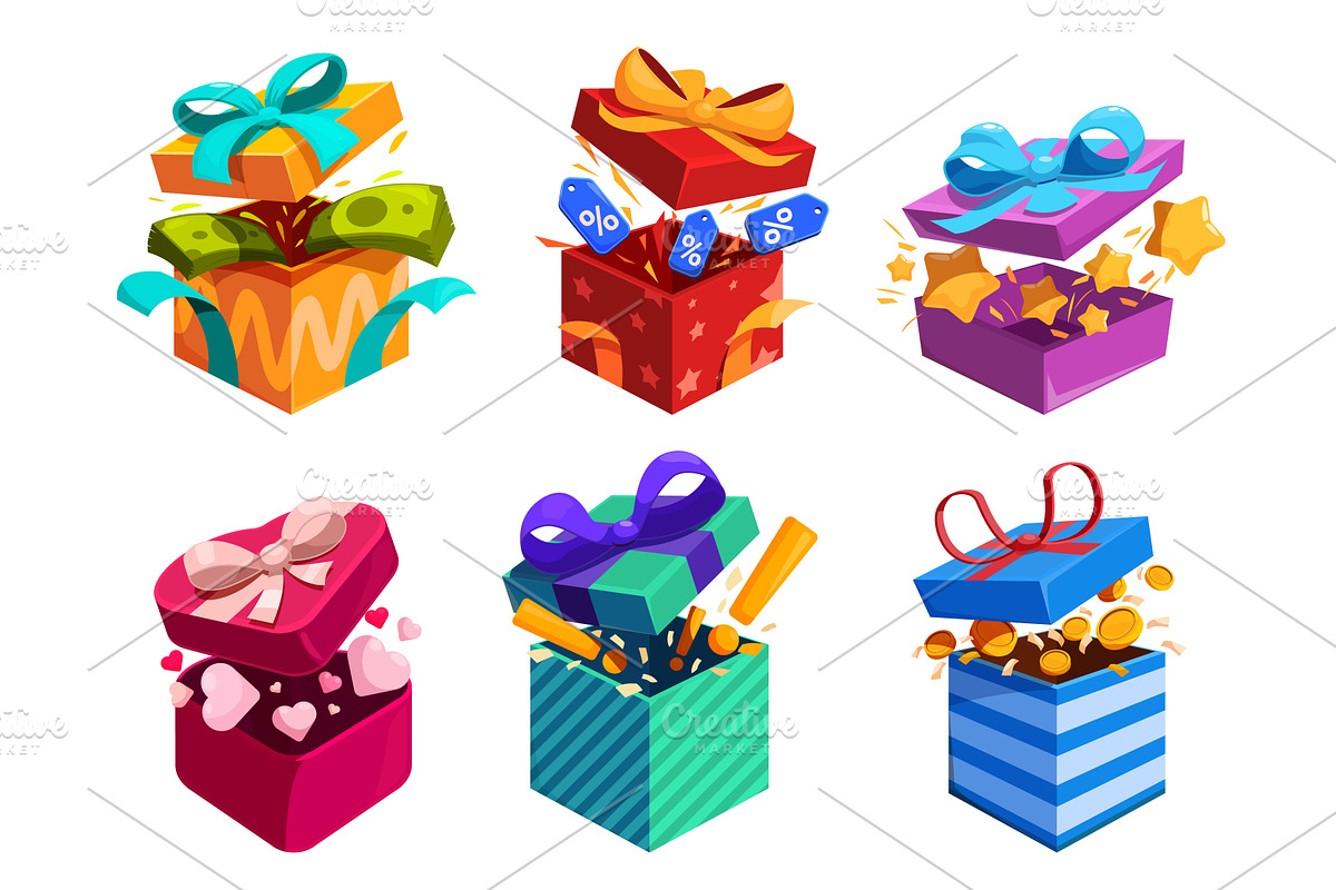 Game boxes with bonuses. Surprise, an Object Illustration by Valerie Bodnar