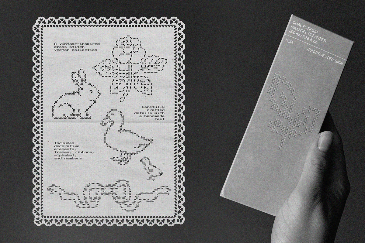 Cross Stitch Vintage Vector Set, an Object Graphic by AnMark (Photo 10 of 15)