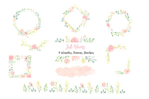 Soft Pink Flowers Watercolor Clipart