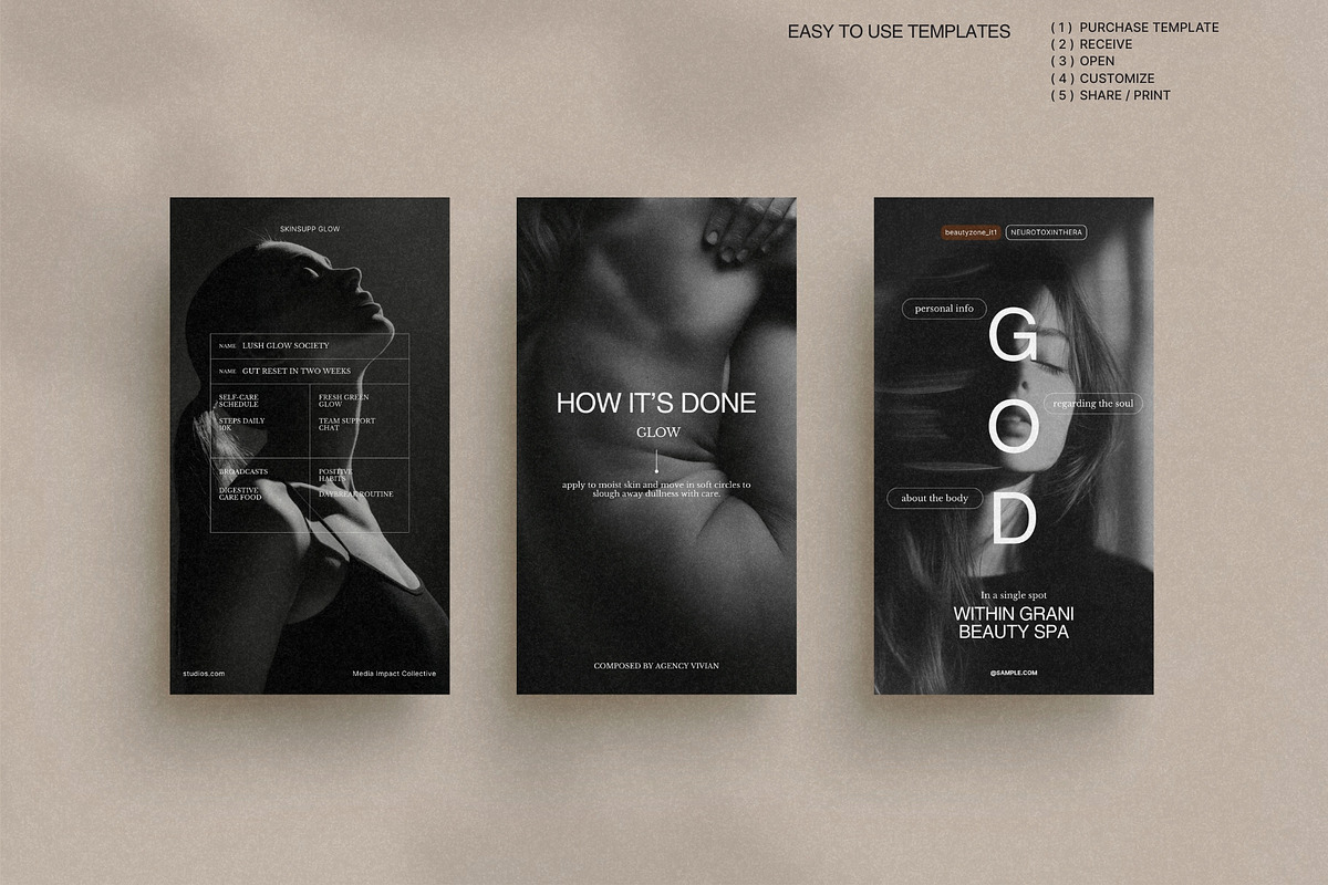 Calm Skincare Stories for Canva preview 4