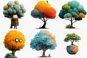 Watercolor Quirky Tree Clipart, an Illustration by Canvas Craft (Thumbnail 4 of 8)