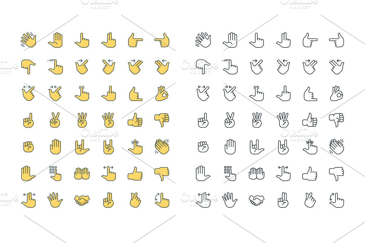 Hand Gestures Icons, an Outline Icon by Kalash (Photo 2 of 3)