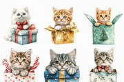 Christmas Cat Gift Box Clipart, an Illustration by Craft Nest (Thumbnail 5 of 6)
