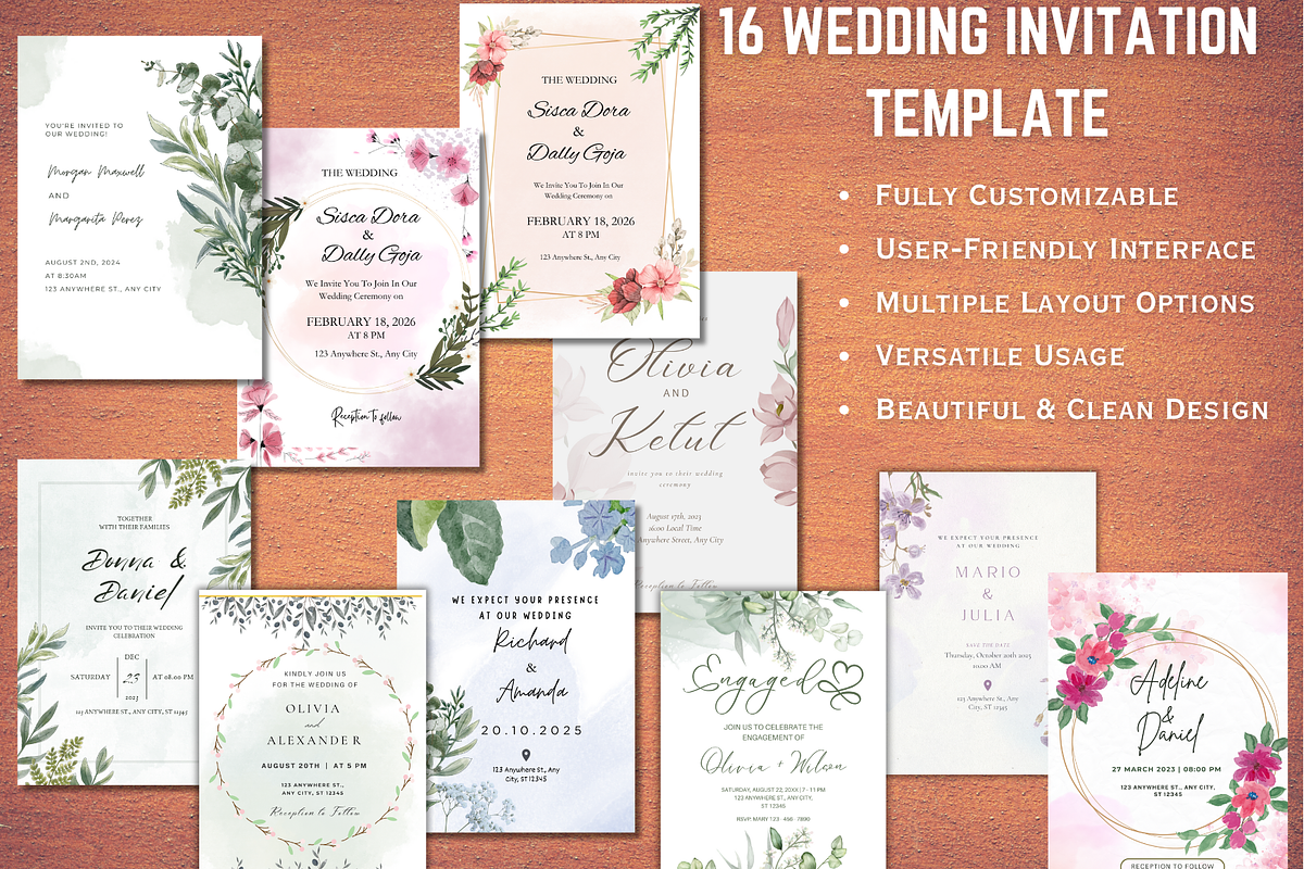 Elegant Petals Wedding Invitation, an Invitation Template by WynterLife Studio (Photo 1 of 4)