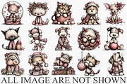 Christmas Cat and Dog Clipart, an Illustration by Canvas Craft (Thumbnail 3 of 6)