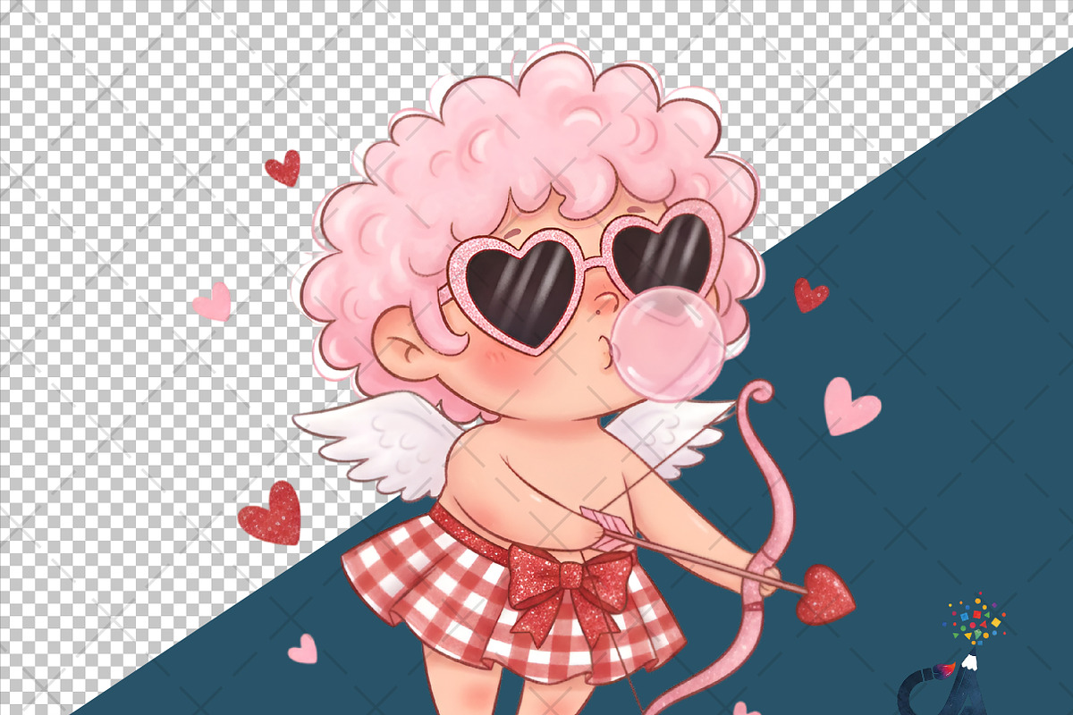 Cute Retro Pink Cupid Png, an Illustration by Creative Art (Photo 6 of 6)