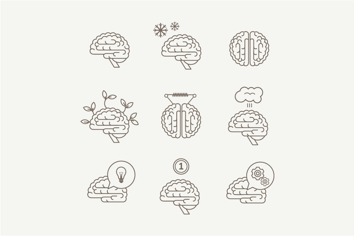 Vector flat brain icons preview 3