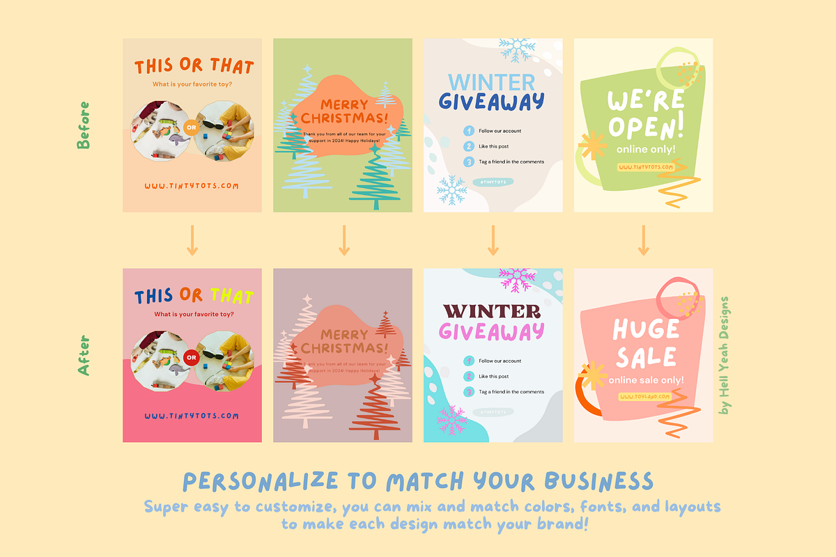 Kids Theme Instagram Post Templates, a Social Media Template by Hell Yeah Designs (Photo 8 of 14)