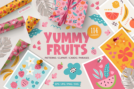 Yummy Fruits Kit, a Seasonal Illustration by miumiu