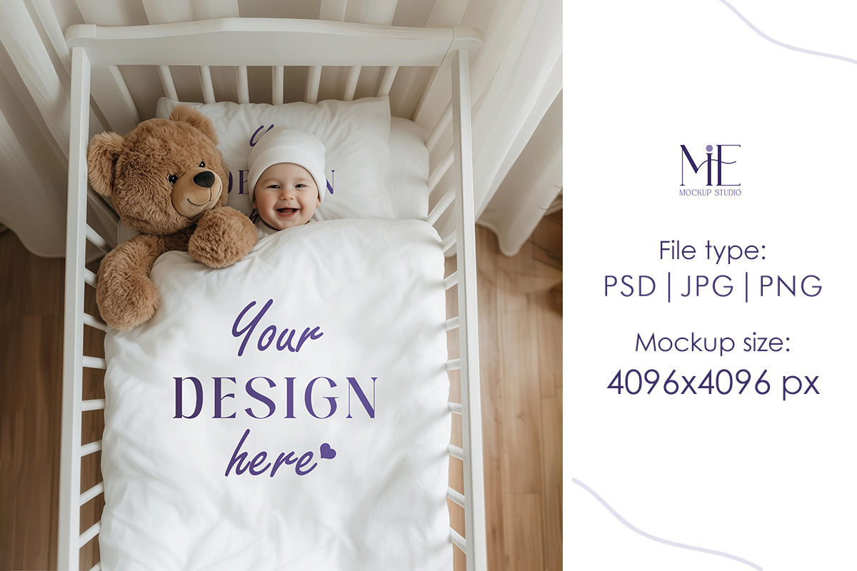 Baby Kids Bedding Set Mockup, a Household Mockup by Mie Mockup Studio (Photo 2 of 5)