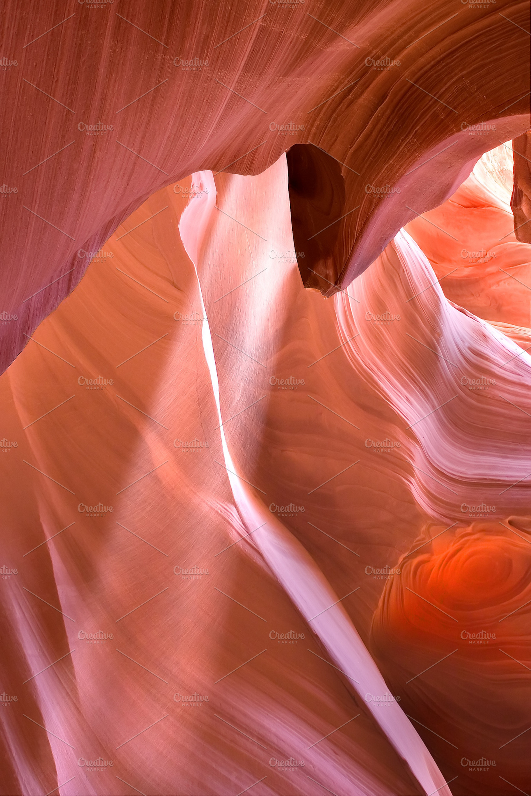 Antelope canyon lit by the sun stock photo containing stone and canyon, a Nature Photo by kavram