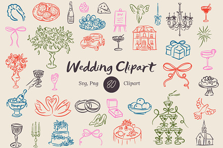 Whimsical Wedding Clipart, an Object Graphic by AnnArt