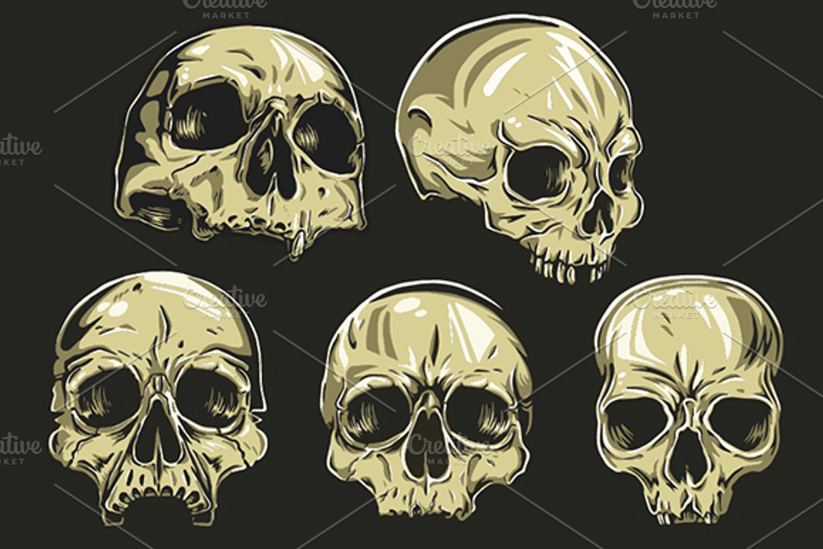 Skulls Vector Set, an Illustration by BusOne (Photo 1 of 4)
