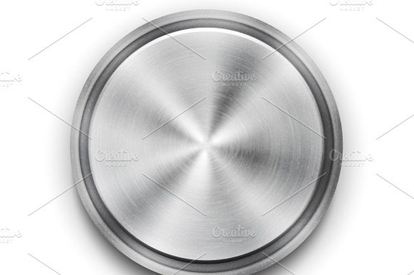 Vector Silver Metal Textured Button