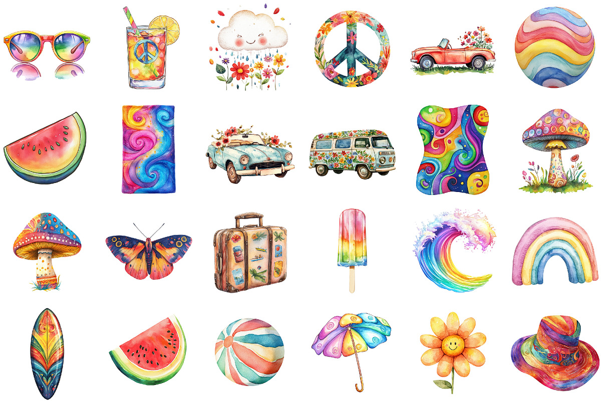 Groovy Summer Sublimation Clipart, an Illustration by Sublimation Artist (Photo 2 of 6)