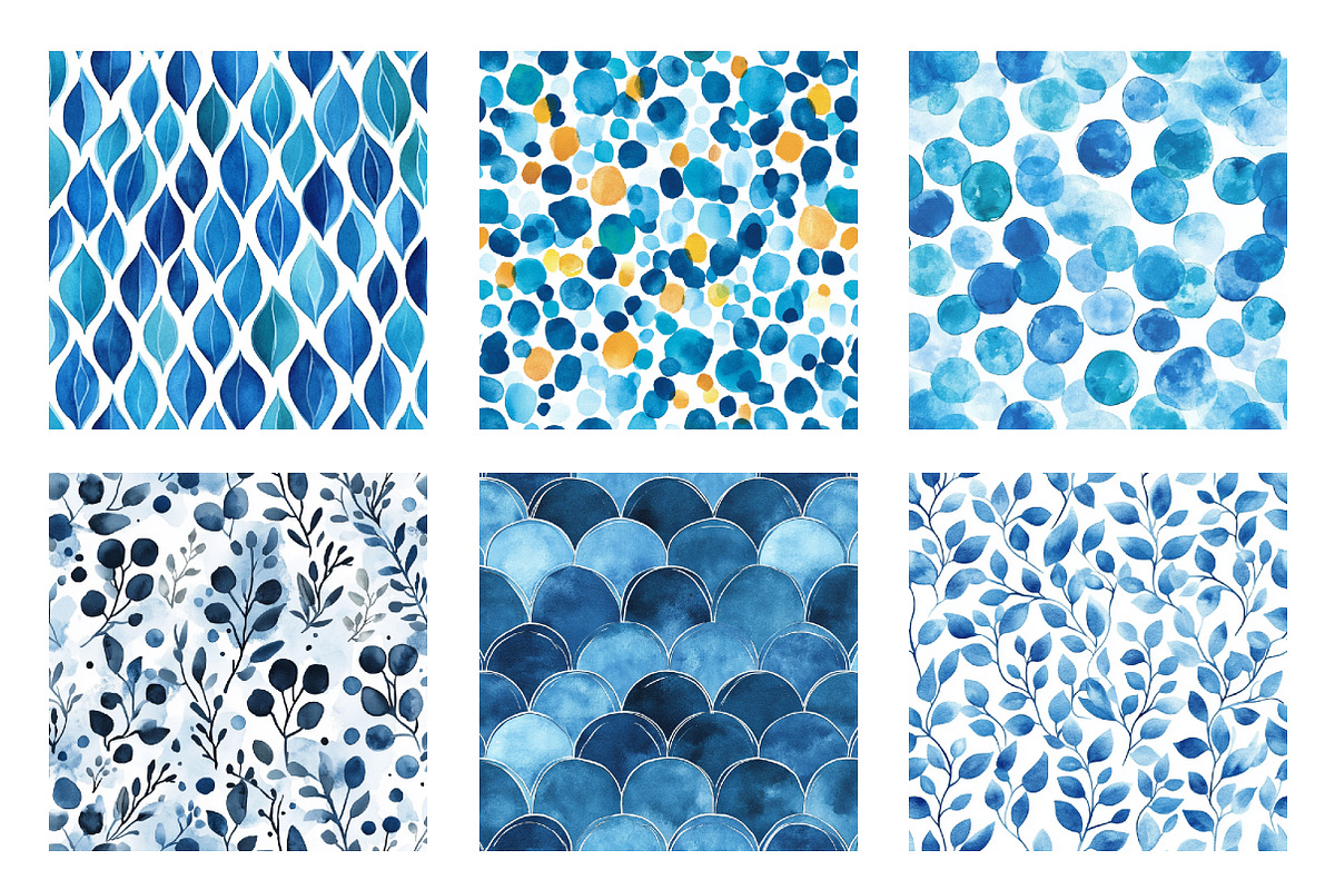 Blue Abstract Seamless Patterns, an Illustration by SinaCreation (Photo 3 of 5)