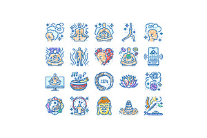 meditation yoga relax zen icons hand, an Object Illustration by pikepicture