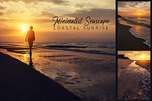 Minimalist seascape coastal sunrise containing atmosphere, background, and
