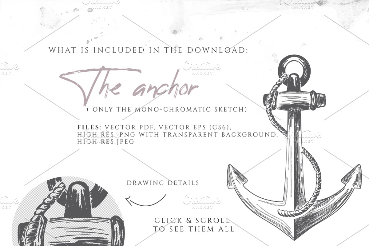 VINTAGE ANCHOR with magnolia flower, an Illustration by Friendly Label (Photo 2 of 2)