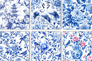 Blue White Chinoiserie Pattern, a Pattern Graphic by Black Bird Studio (Thumbnail 3 of 5)
