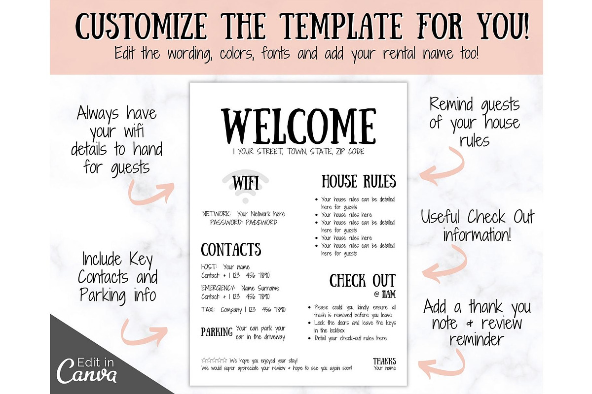 Airbnb Welcome Sign Poster Template, a Poster Template by Templatables (Photo 2 of 7)