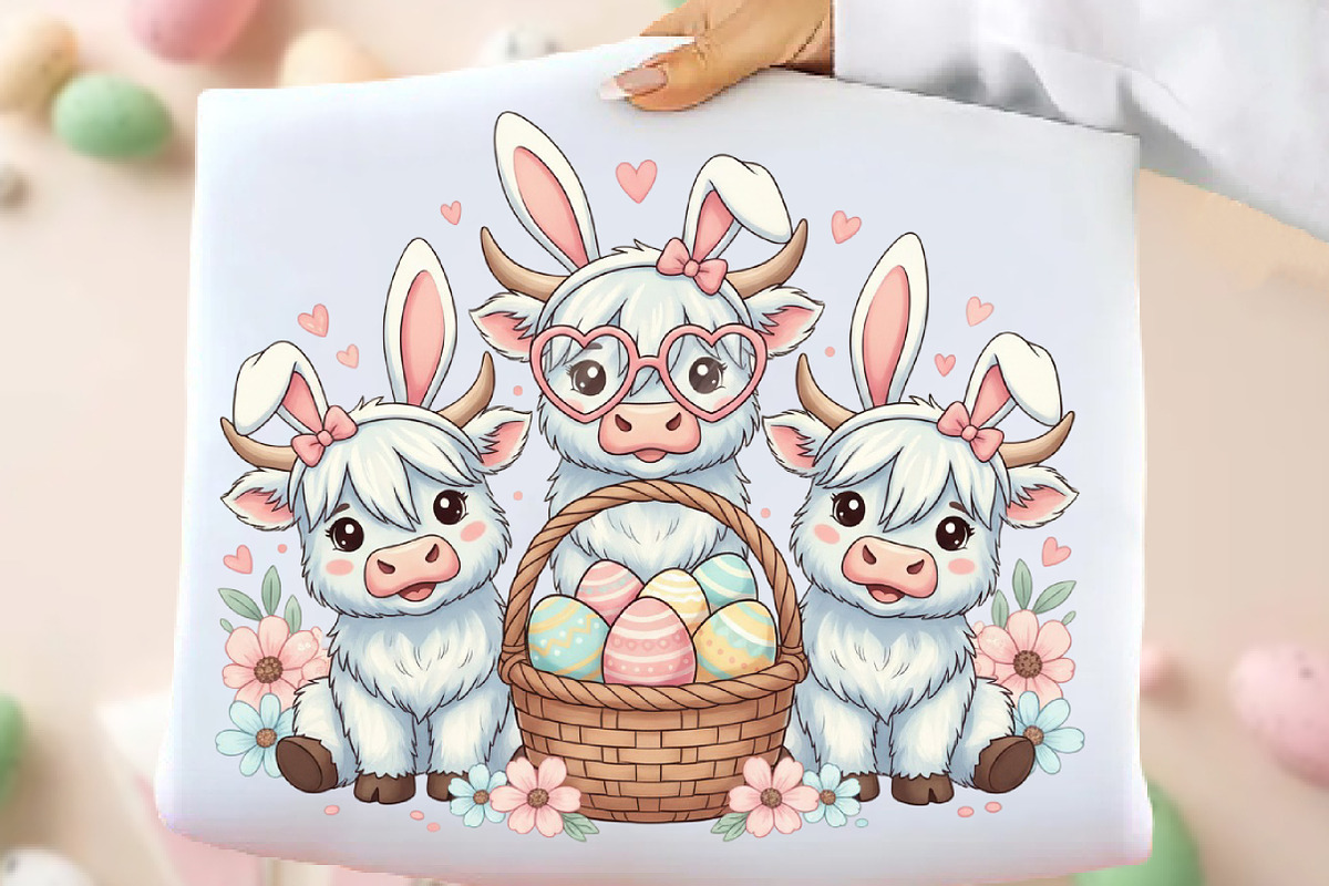 Highland Cow Easter PNG, an Illustration by DreamArtGraphic (Photo 1 of 4)