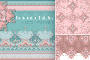 Bohemian Paisley Vector Patterns