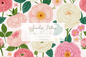Blush Garden Roses Seamless Pattern