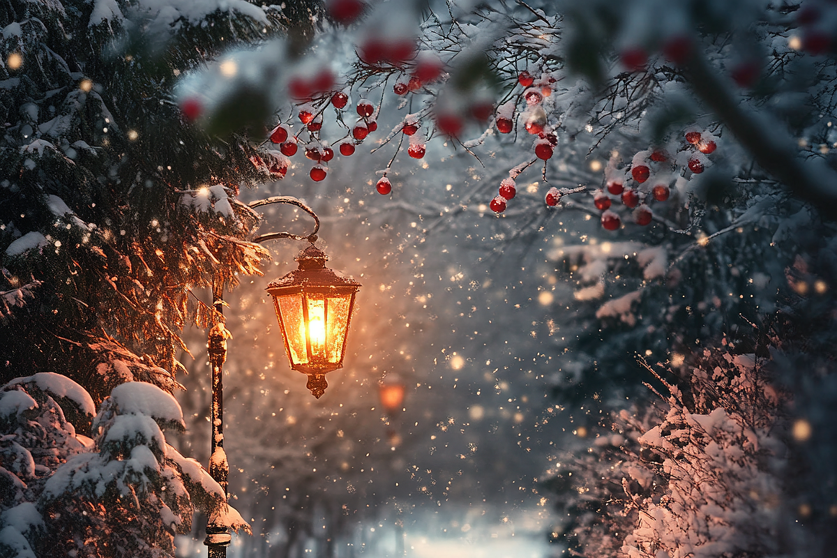 Christmas Lanterns Snow
