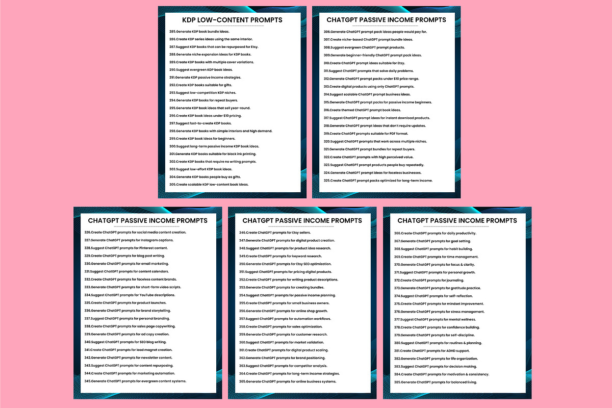 500+ Etsy Passive Income Prompts, a Stationery Template by Shumaya (Photo 3 of 6)